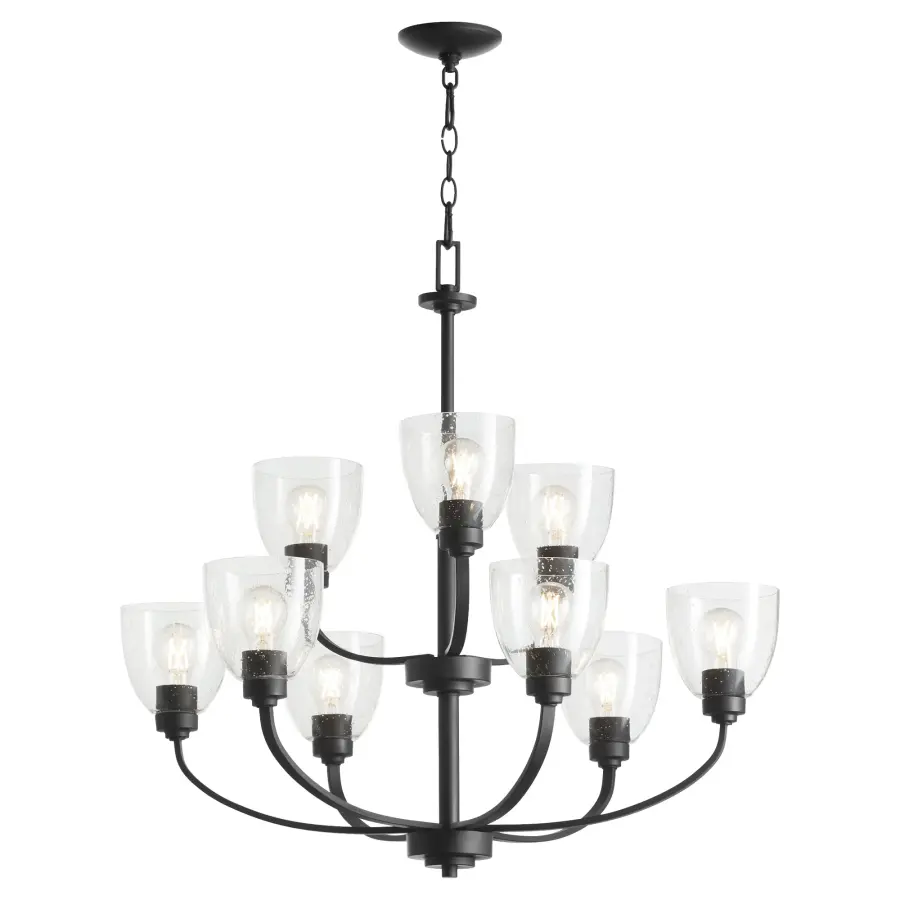 Reyes 9-Light Clear Seeded Glass Chandelier in Textured Black - Image 2