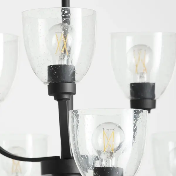Reyes 9-Light Clear Seeded Glass Chandelier in Textured Black - Image 4