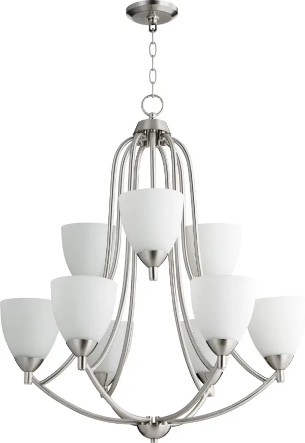 Barkley 9-Light Transitional Chandelier in Satin Nickel
