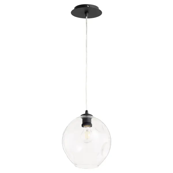 The Numen pendant combines modern minimalism with artistic flair through its clear wavy glass globe and streamlined black metal construction. Perfect for adding focused task lighting or ambient illumination in compact spaces.