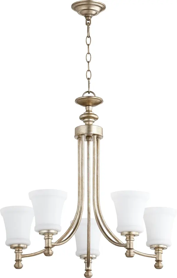 Rossington 5-Light Chandelier in Aged Silver Leaf