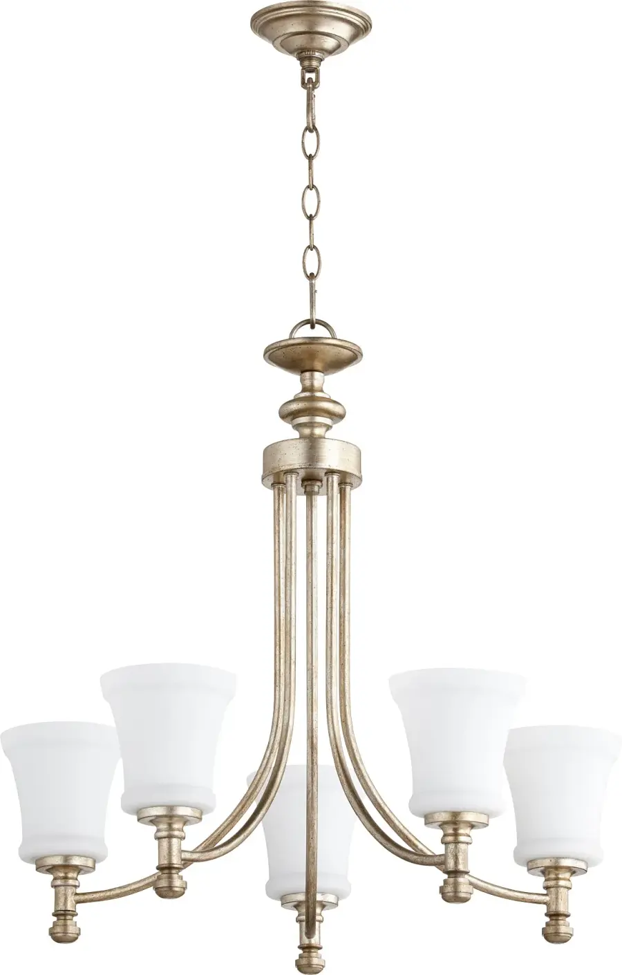 Rossington 5-Light Chandelier in Aged Silver Leaf