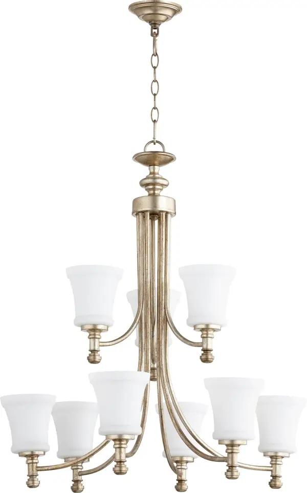 Rossington 9-Light Chandelier in Aged Silver Leaf