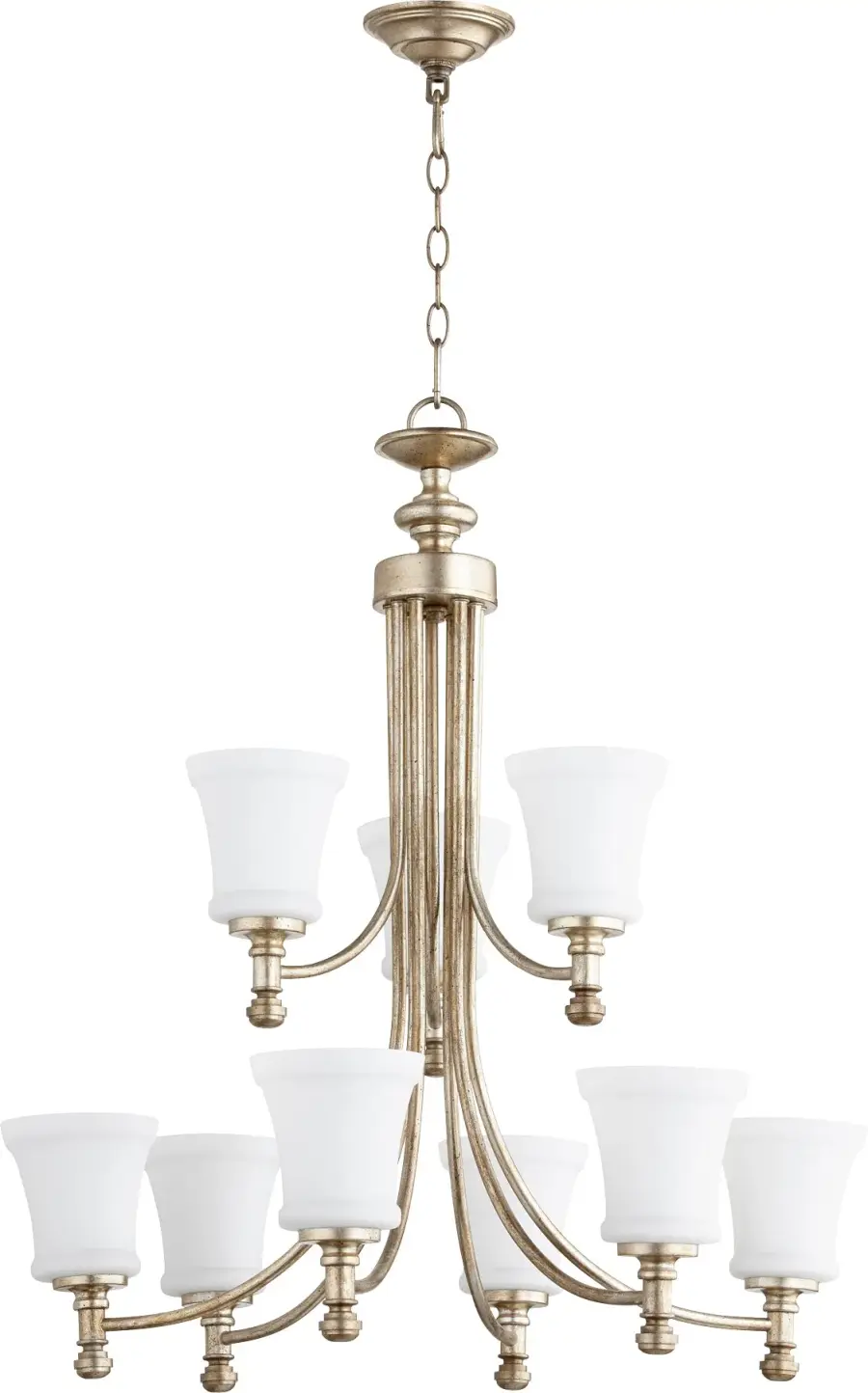 Rossington 9-Light Chandelier in Aged Silver Leaf