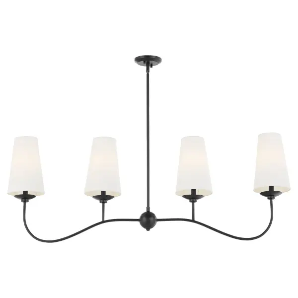 Euphora 4-Light Linear Chandelier in Matte Black - Image 2