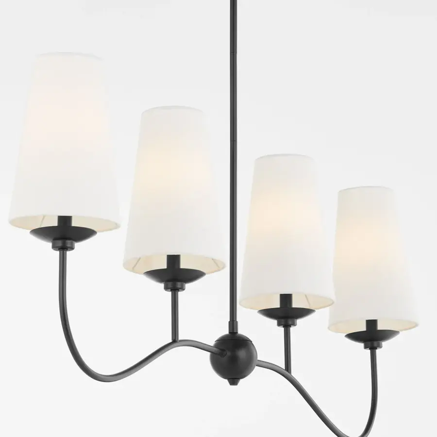 Euphora 4-Light Linear Chandelier in Matte Black - Image 3