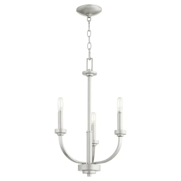 The Reyes 3-Light Chandelier combines sleek, clean-lined design with transitional versatility. Its Classic Nickel finish and understated elegance make it adaptable to various aesthetics while maintaining a distinctive presence. - alternate view
