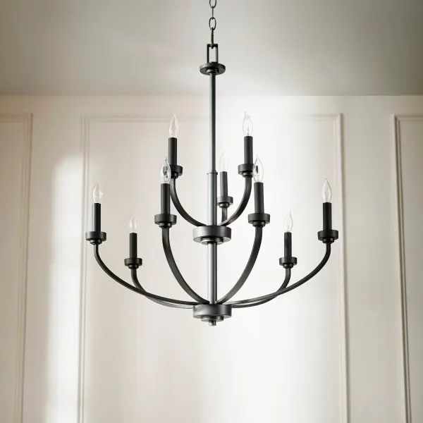 Reyes 9-Light Black Traditional Chandelier - Image 3