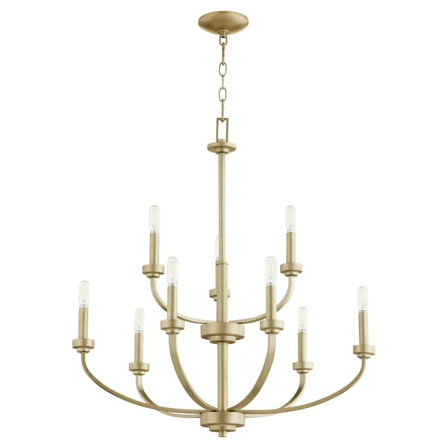 Reyes 9-Light Chandelier in Aged Brass - Image 1