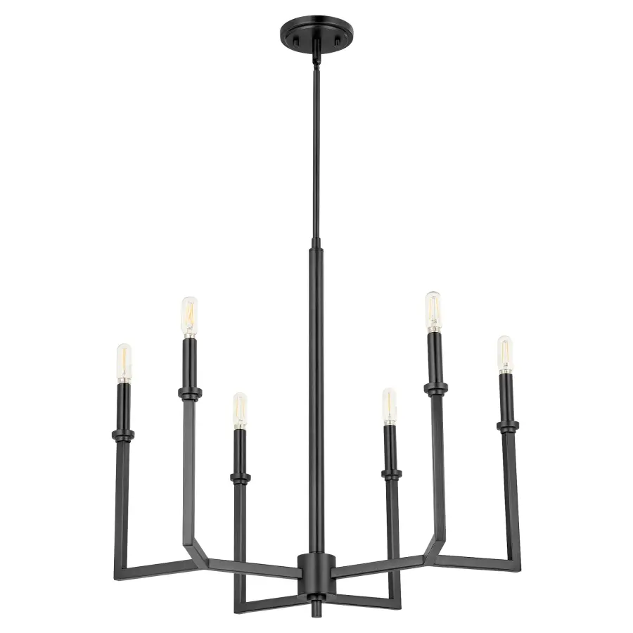 Clean-Lined Transitional Chandelier with Modern Matte Black Finish - Image 1