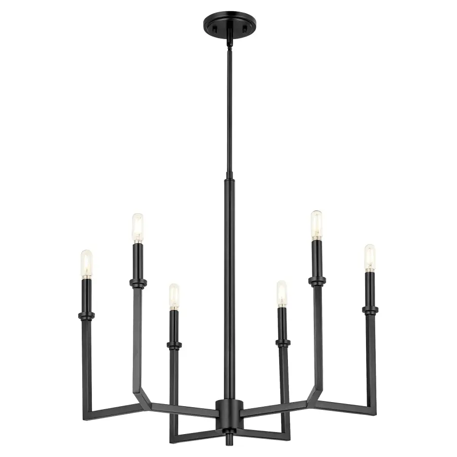 Clean-Lined Transitional Chandelier with Modern Matte Black Finish - Image 2