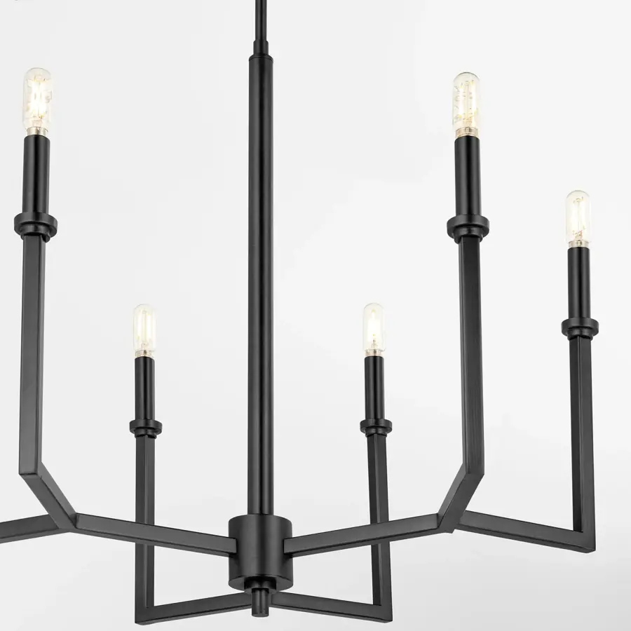 Clean-Lined Transitional Chandelier with Modern Matte Black Finish - Image 3