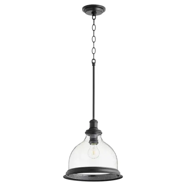 Black Transitional Bell Pendant with Clear Glass - Image 1