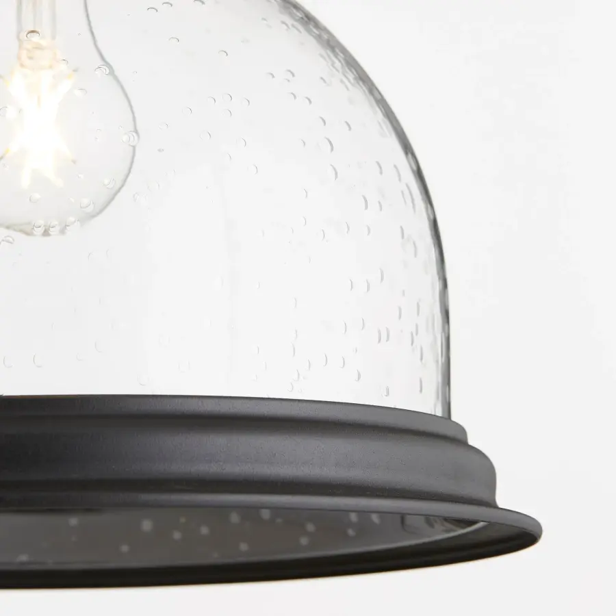 Black Transitional Bell Pendant with Clear Glass - Image 2