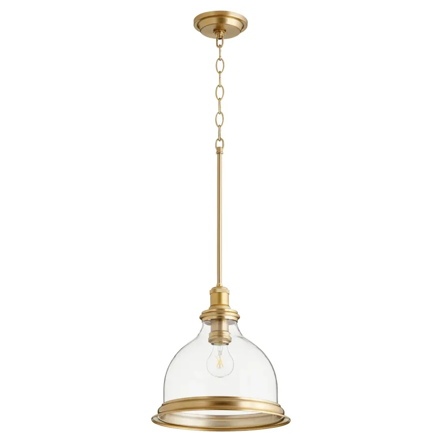 Aged Brass Transitional Bell Pendant