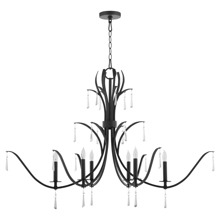 Elegant Crystal Chandelier with Modern Matte Black Finish - Image 1