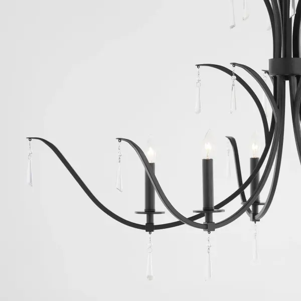 Elegant Crystal Chandelier with Modern Matte Black Finish - Image 3