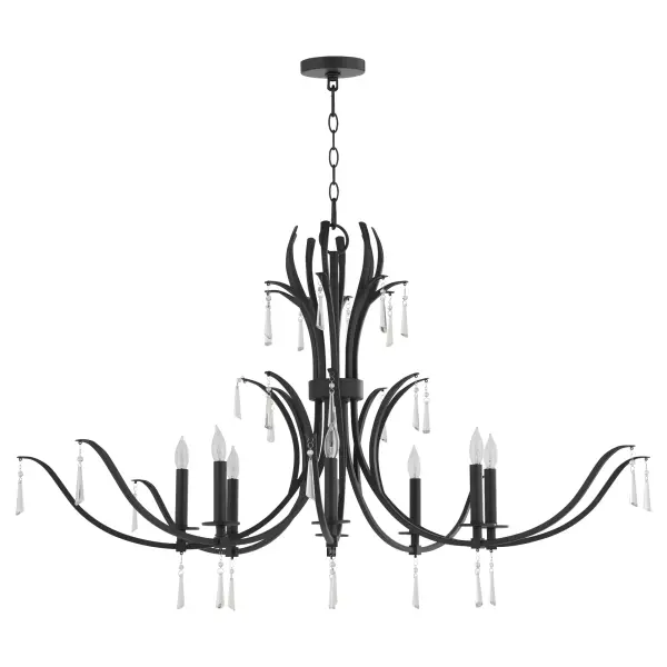Elegant Crystal Chandelier with Modern Matte Black Finish - Image 1