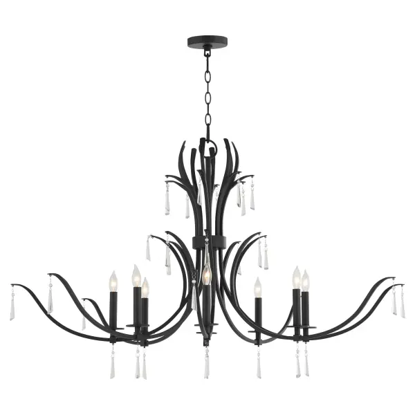 Elegant Crystal Chandelier with Modern Matte Black Finish - Image 2