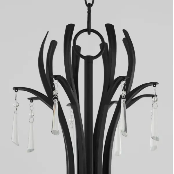 Elegant Crystal Chandelier with Modern Matte Black Finish - Image 3