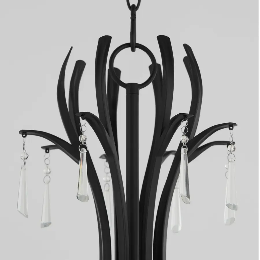 Elegant Crystal Chandelier with Modern Matte Black Finish - Image 3
