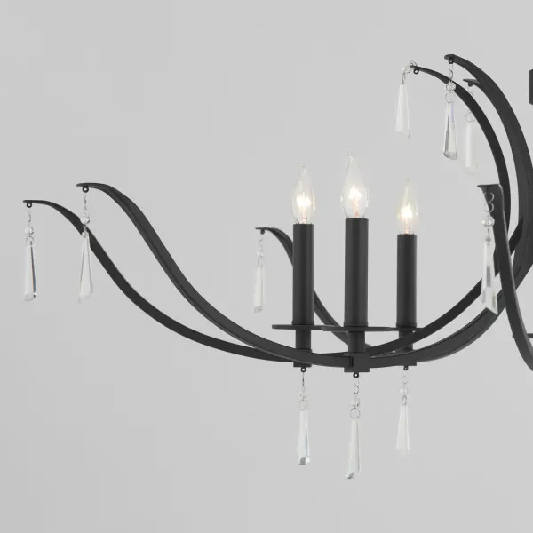 Elegant Crystal Chandelier with Modern Matte Black Finish - Image 4