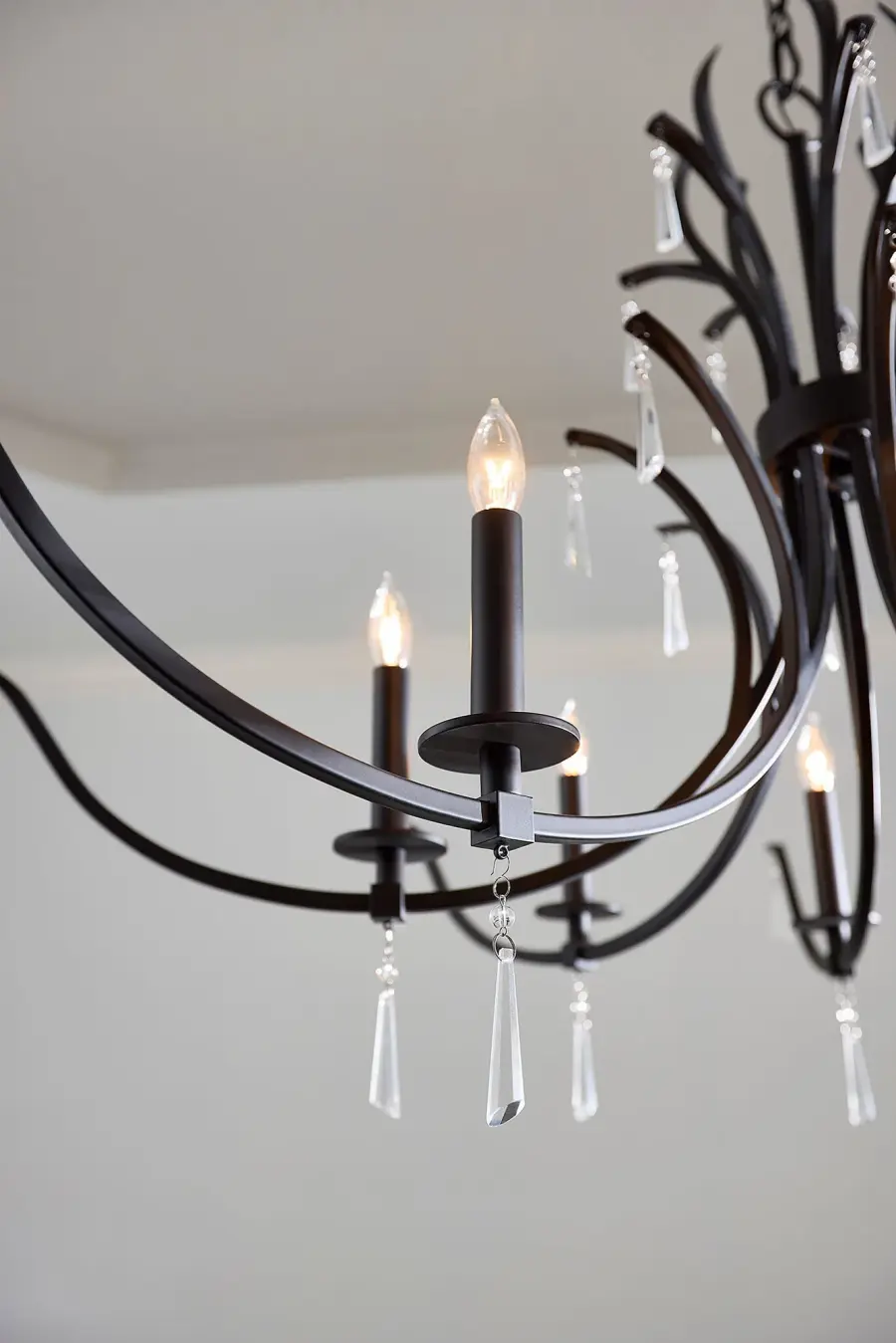 Elegant Crystal Chandelier with Modern Matte Black Finish - Image 7
