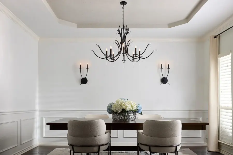 Elegant Crystal Chandelier with Modern Matte Black Finish - Image 9