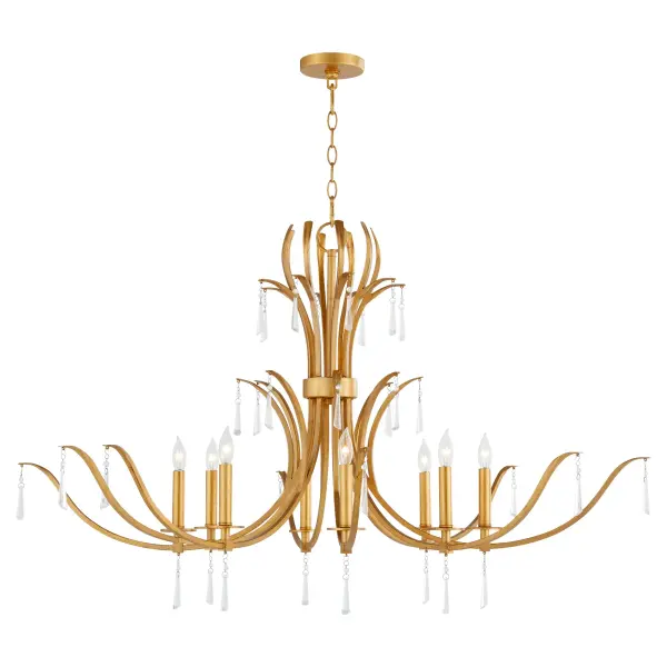 Lavish Crystal Chandelier with Timeless Gold Leaf Elegance - Image 2