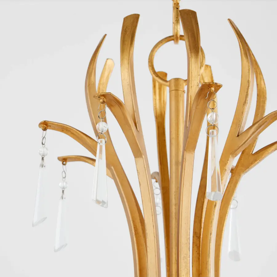 Lavish Crystal Chandelier with Timeless Gold Leaf Elegance - Image 4