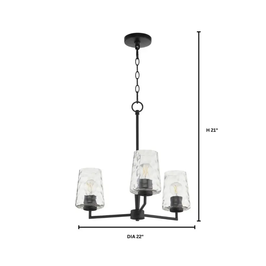 Goodwin 3-Light Chandelier in Matte Black - Image 5