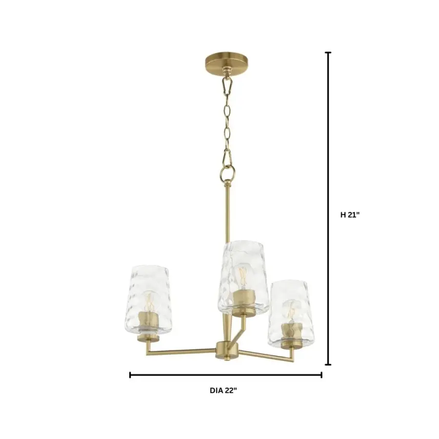 Goodwin 3-Light Chandelier in Aged Brass - Image 5