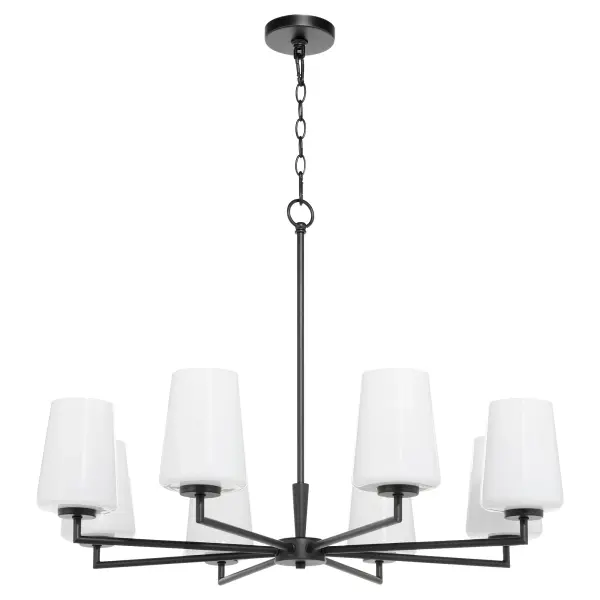 Goodwin 8-Light Chandelier with Opal Glass in Matte Black - Image 1