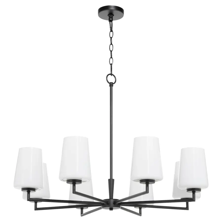 Goodwin 8-Light Chandelier with Opal Glass in Matte Black - Image 1