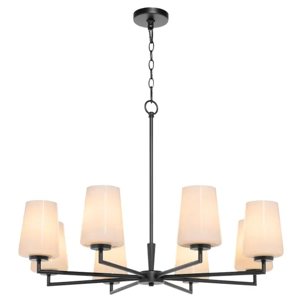 Goodwin 8-Light Chandelier with Opal Glass in Matte Black - Image 2