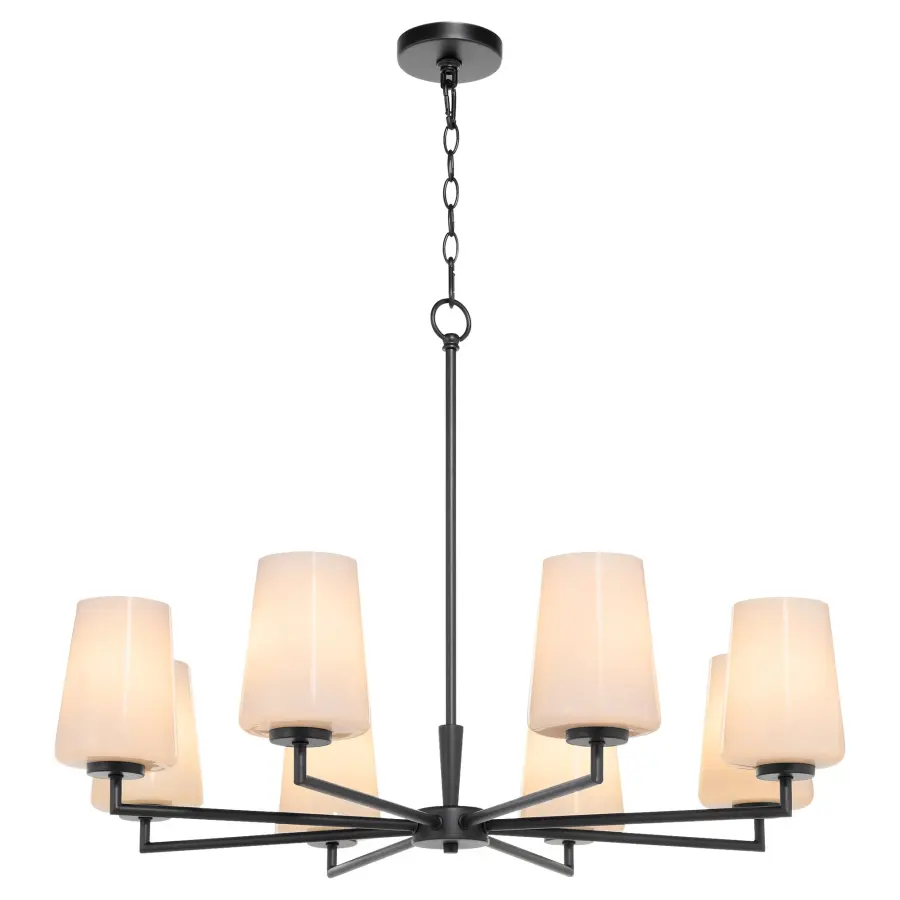 Goodwin 8-Light Chandelier with Opal Glass in Matte Black - Image 2