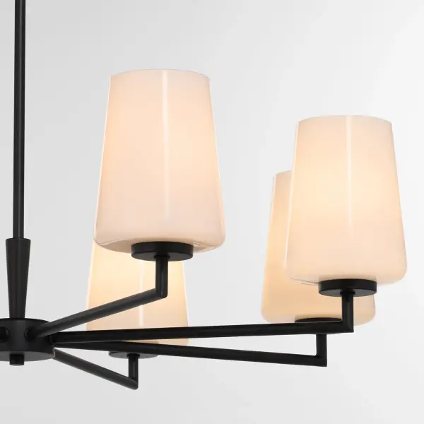 Goodwin 8-Light Chandelier with Opal Glass in Matte Black - Image 3