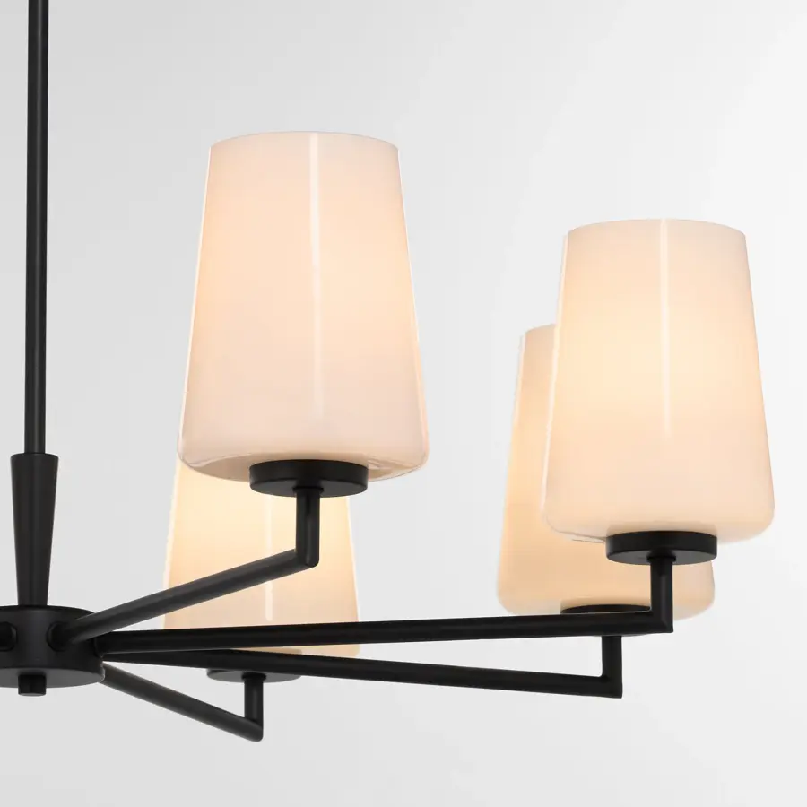 Goodwin 8-Light Chandelier with Opal Glass in Matte Black - Image 3