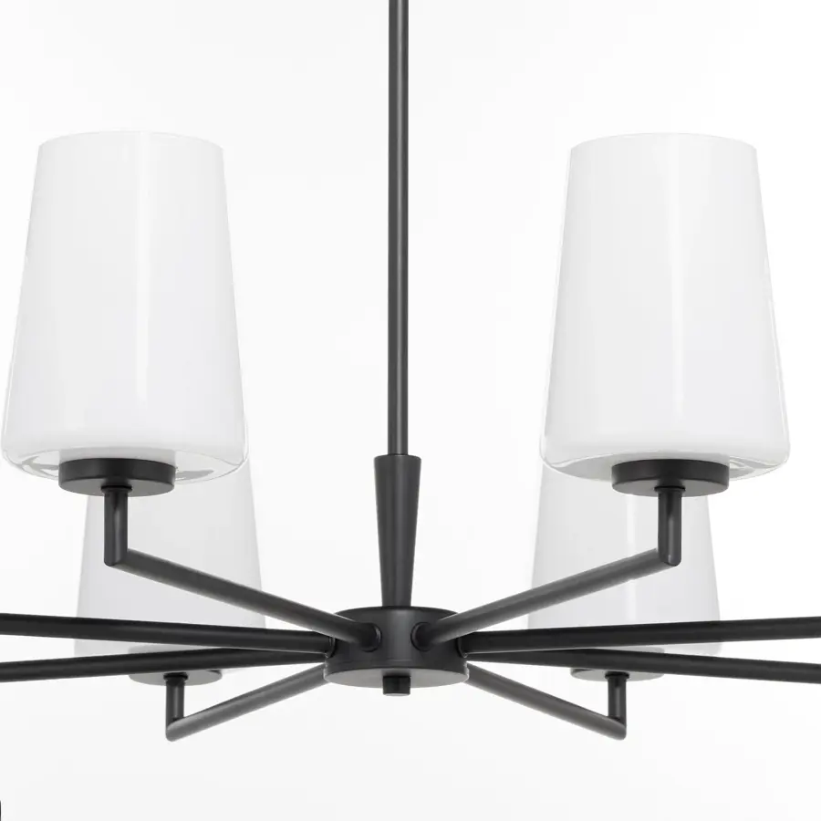 Goodwin 8-Light Chandelier with Opal Glass in Matte Black - Image 4