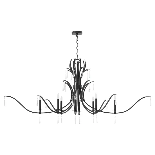 Elegant Crystal-Dressed Chandelier with Modern Matte Black Finish - Image 1