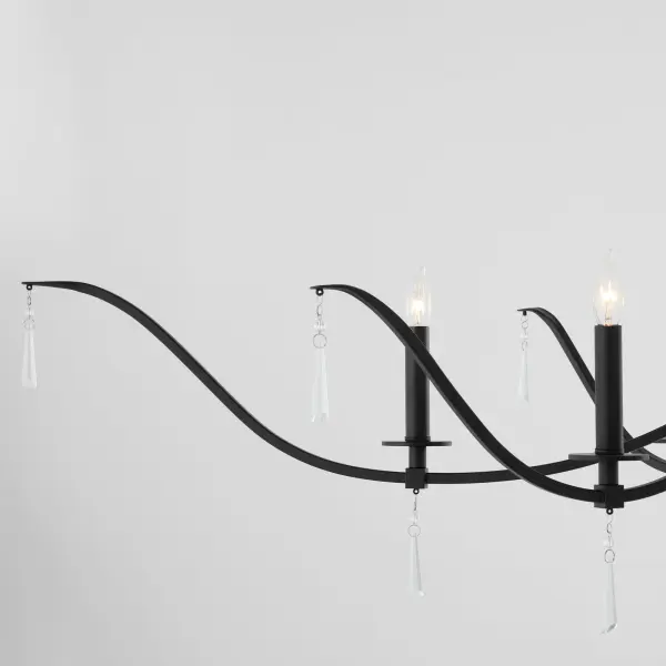 Elegant Crystal-Dressed Chandelier with Modern Matte Black Finish - Image 3