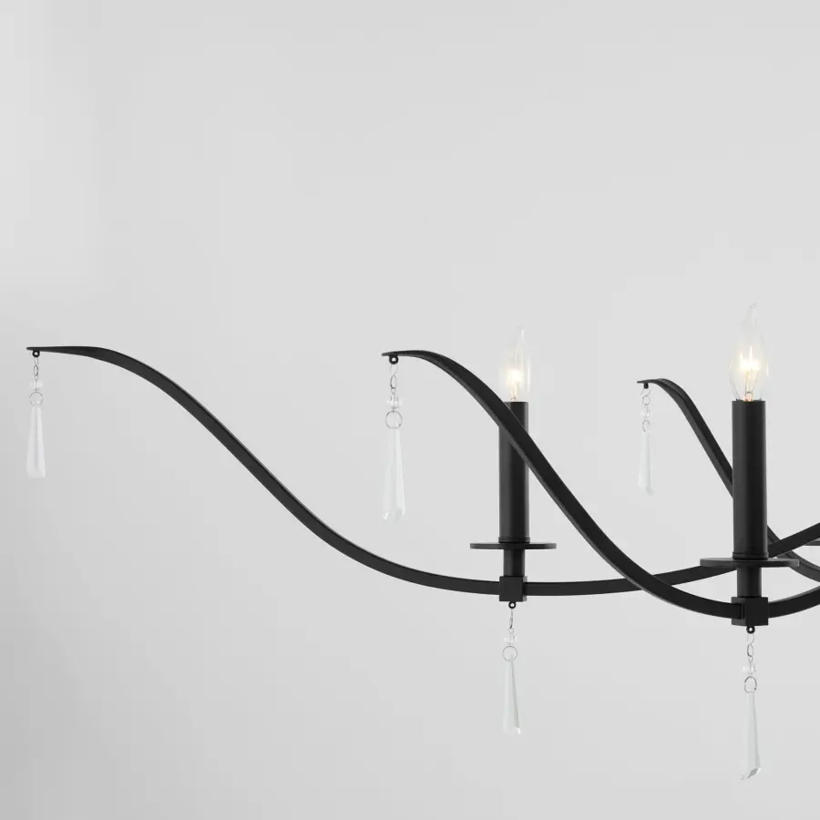 Elegant Crystal-Dressed Chandelier with Modern Matte Black Finish - Image 3