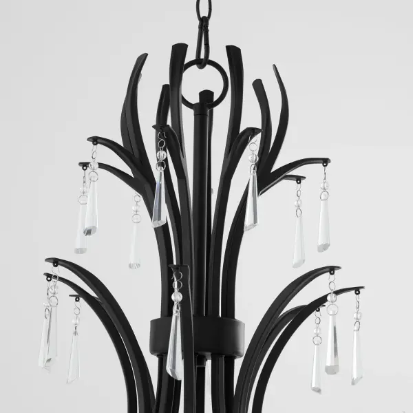 Elegant Crystal-Dressed Chandelier with Modern Matte Black Finish - Image 4