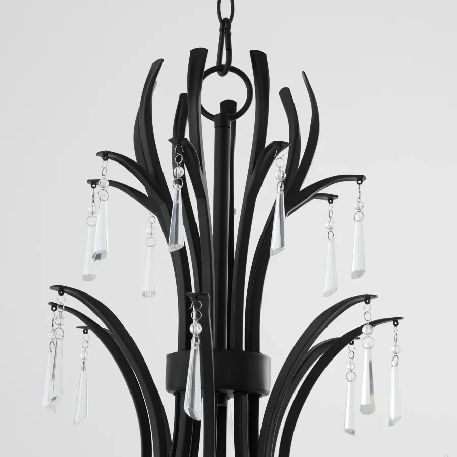 Elegant Crystal-Dressed Chandelier with Modern Matte Black Finish - Image 4