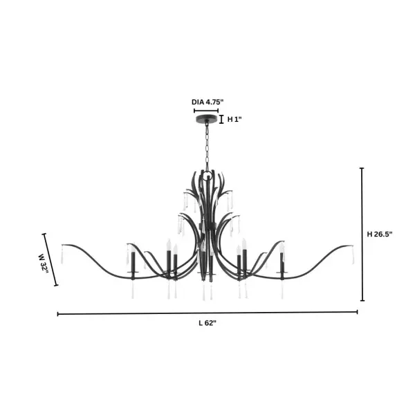 Elegant Crystal-Dressed Chandelier with Modern Matte Black Finish - Image 5