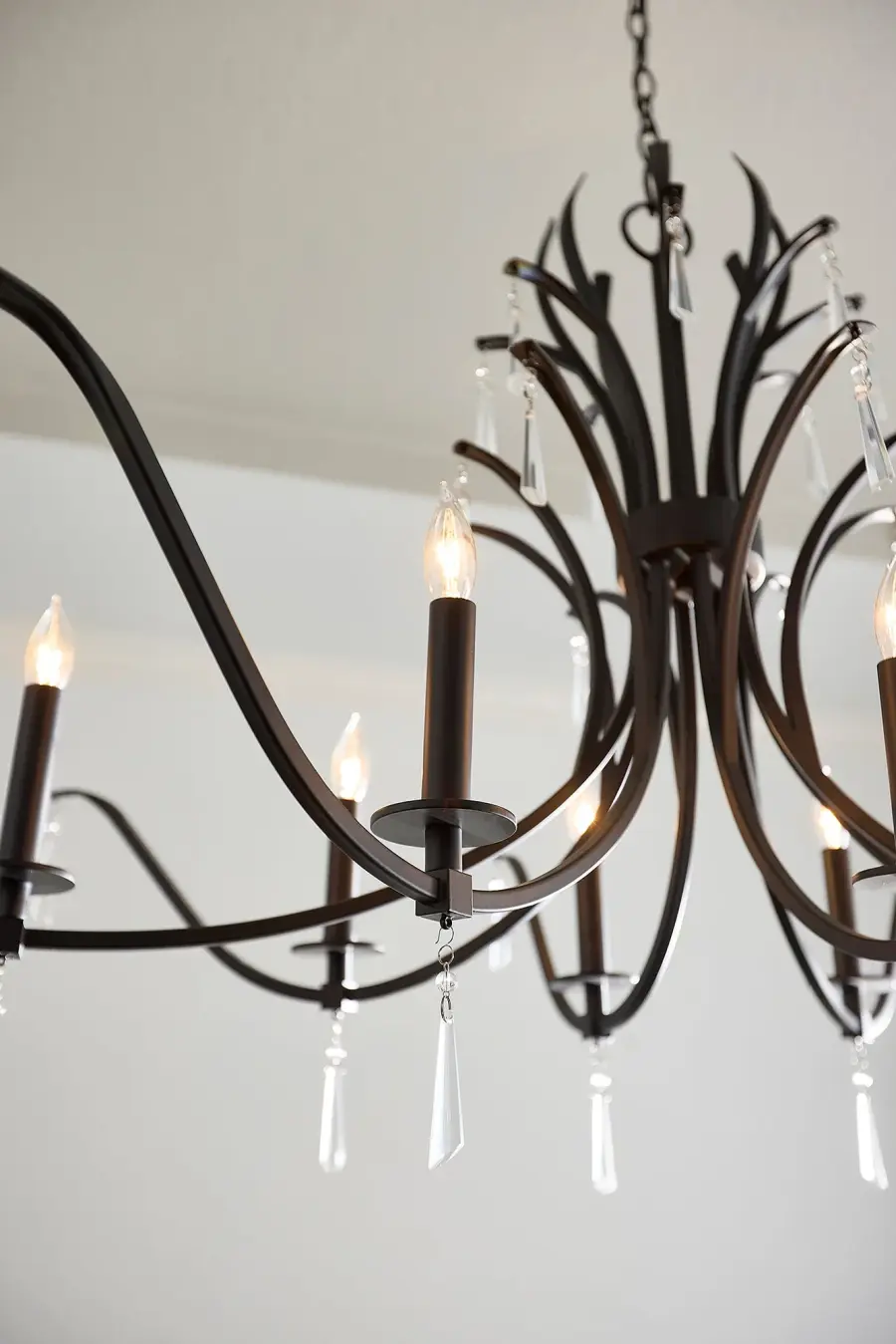 Elegant Crystal-Dressed Chandelier with Modern Matte Black Finish - Image 6