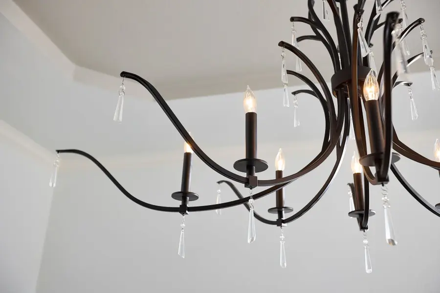 Elegant Crystal-Dressed Chandelier with Modern Matte Black Finish - Image 7