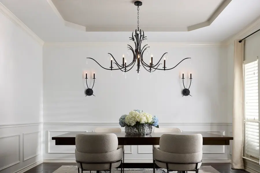 Elegant Crystal-Dressed Chandelier with Modern Matte Black Finish - Image 9