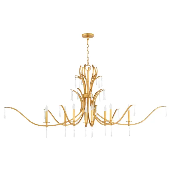 Elegant Crystal Chandelier with Gilded Gold Leaf Detailing - Image 1