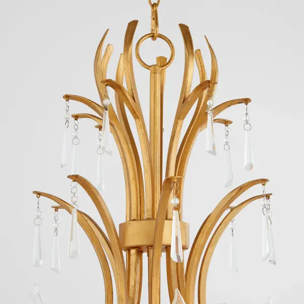 Elegant Crystal Chandelier with Gilded Gold Leaf Detailing - Image 3